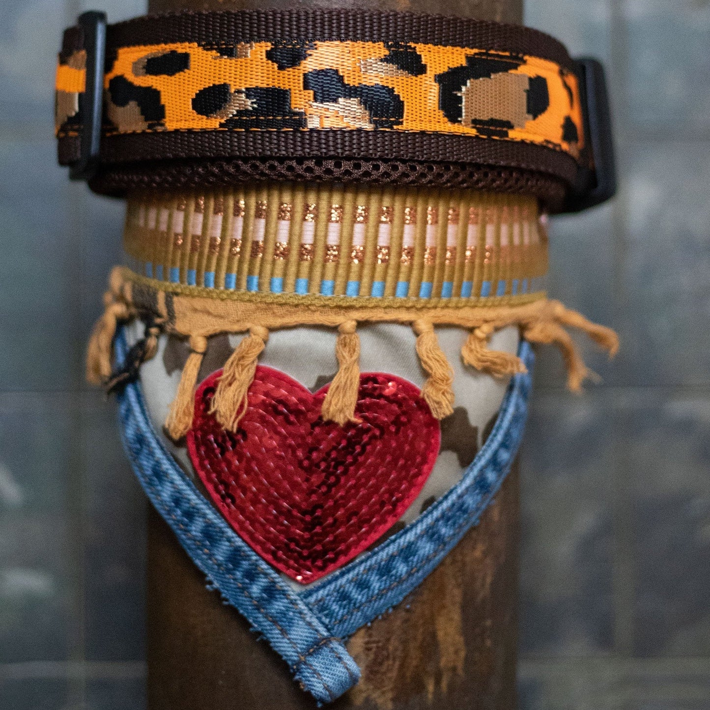 Air Mesh Halsband 5cm Leopard