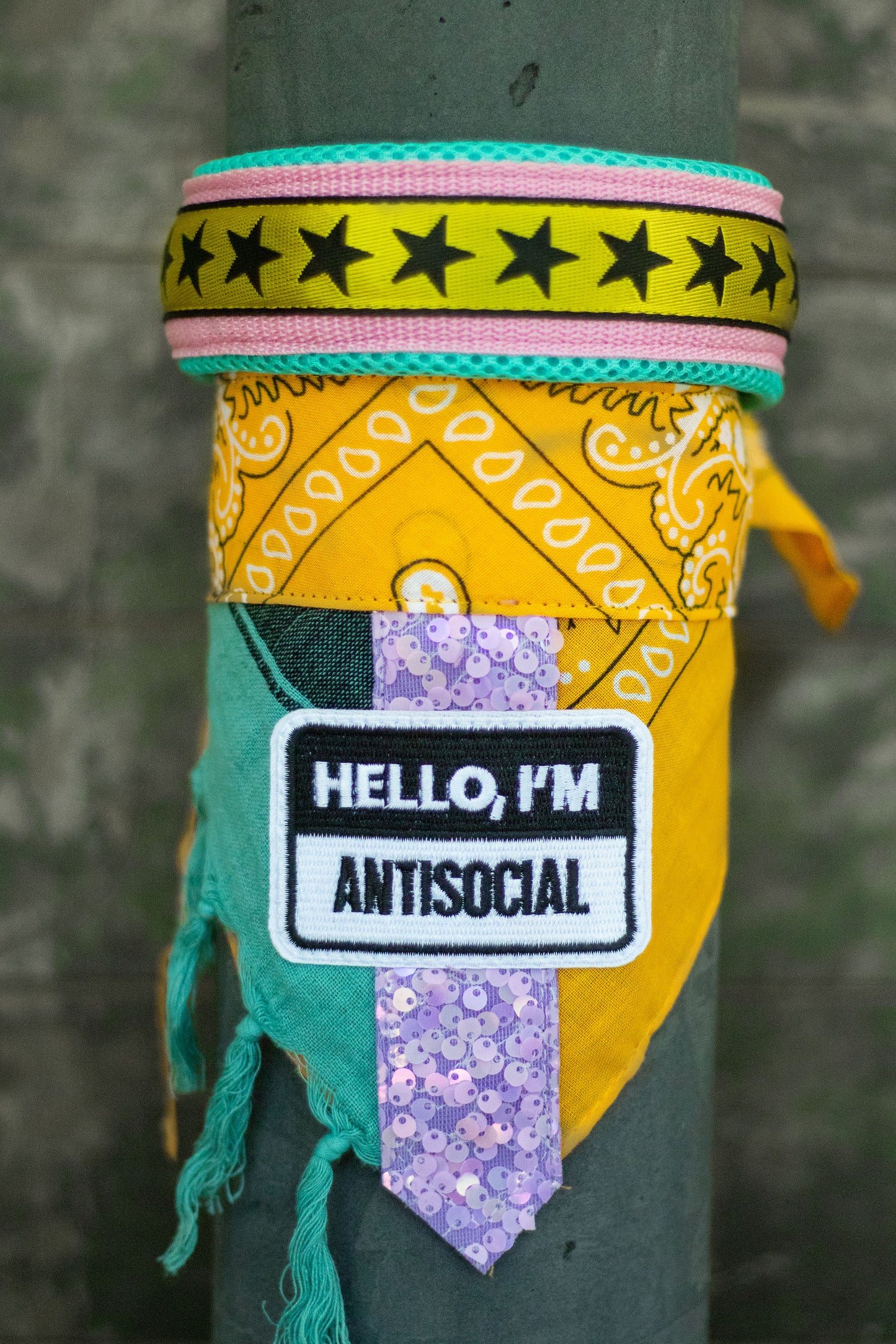 Poshy Paisley Bandana -Orange- Mint Palituch-Flieder Pailletten- Anti Social Patch