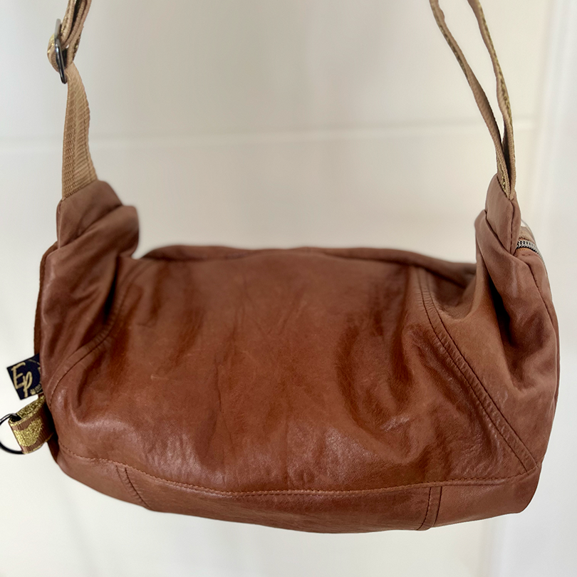 Bum Bag Extra Large brown leather combined with brown camouflage leather
