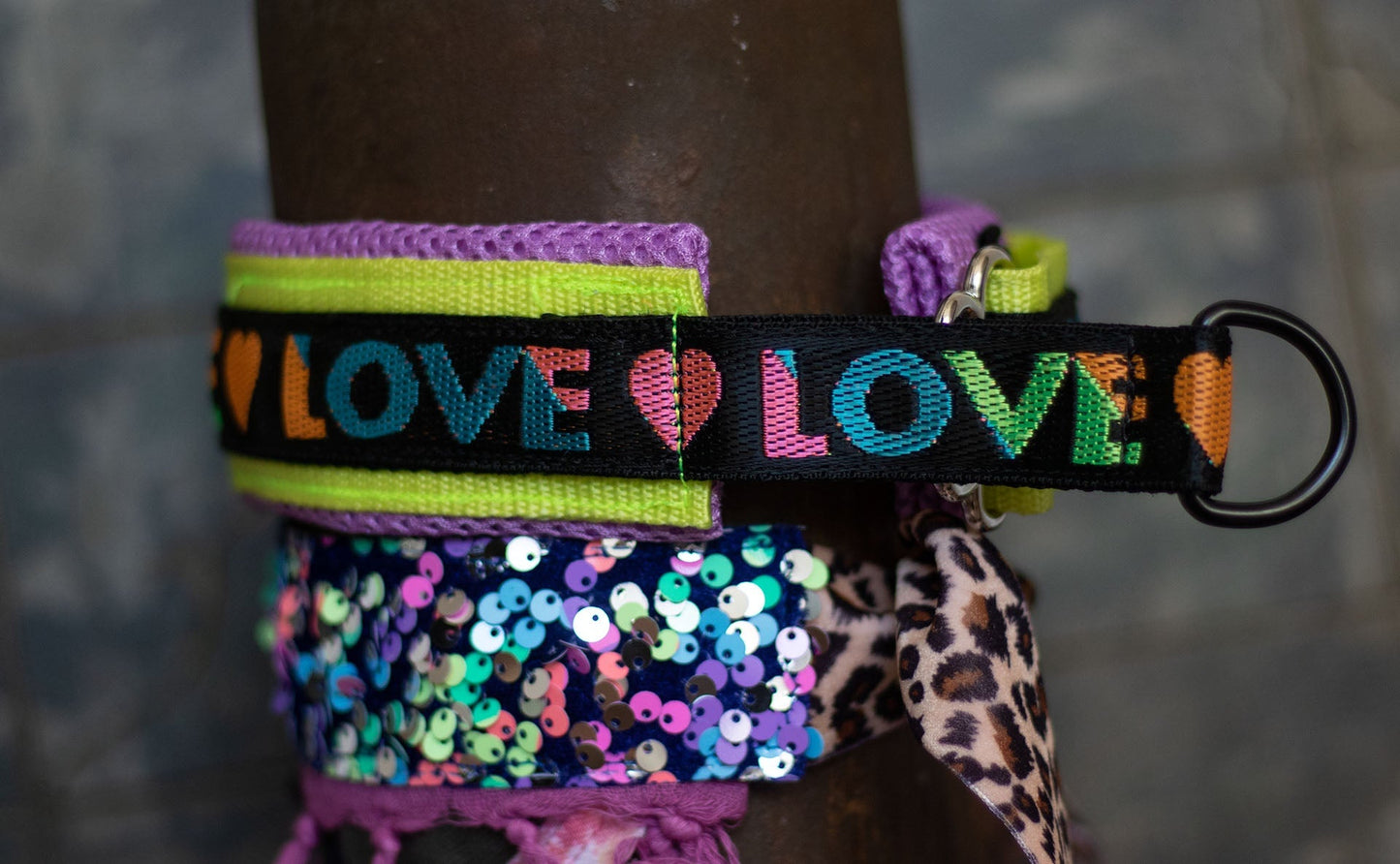 Zugstopp Halsband 5 cm auf 2,5 cm D-Ring Love